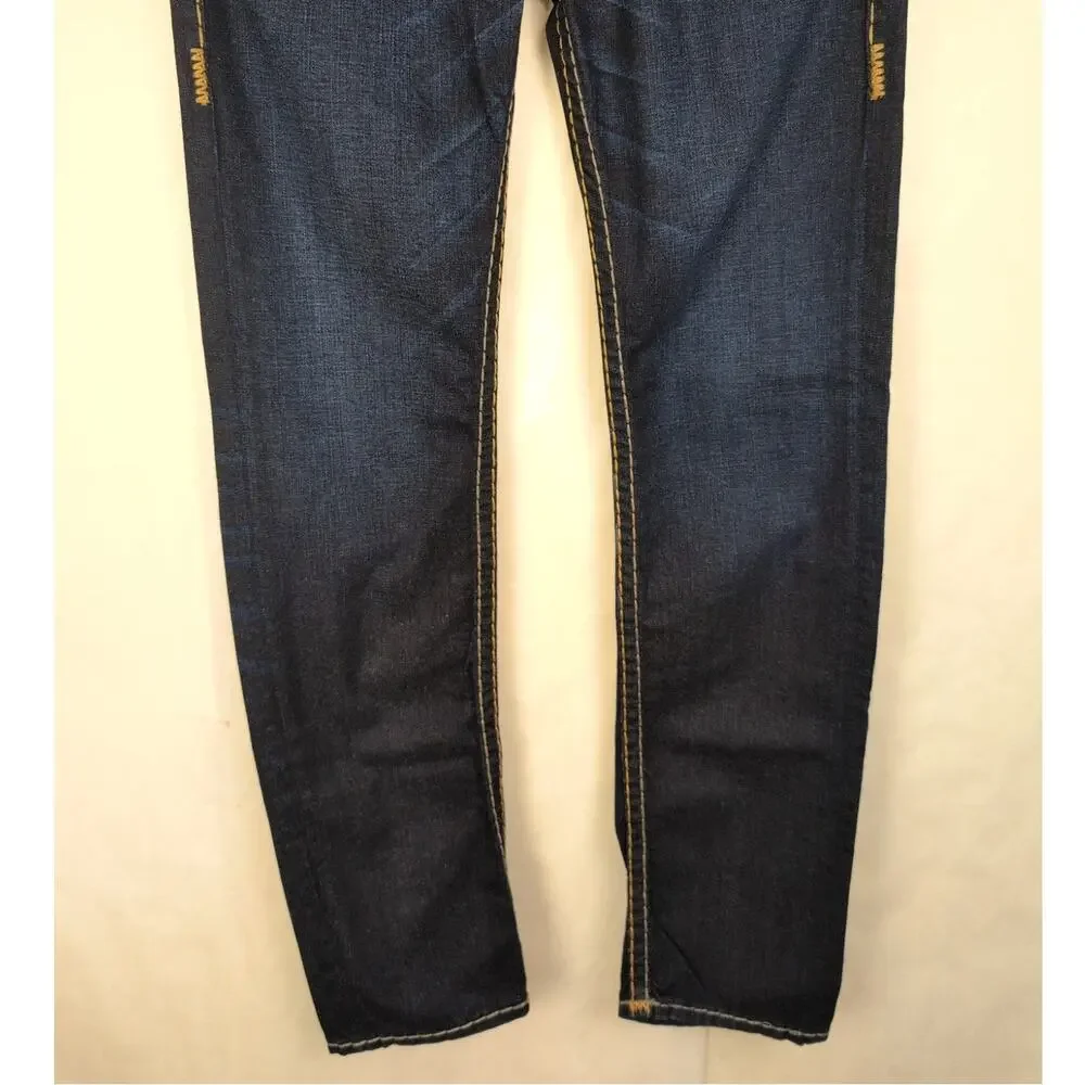 True Religion Geno relaxed flap dark blue jeans Size 32/34 Retro Streetwear Y2K